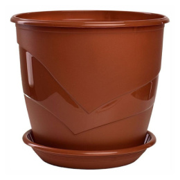 Горшок для цветов пластиковый Венеция с поддоном 3,1л d-19см h-17см терракот 5plast 5PL0090