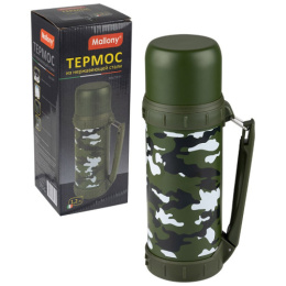 Термос  1,2л нержавеющая колба узкое горло, с откидной ручкой, Military Mallony 106673