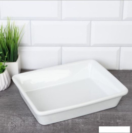 Блюдо фарфоровое прямоугольное 250х200х50мм для слоеного салата, белый WE-1299/733708