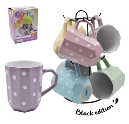 Кружки керамические набор 6шт. на металлической подставке 330мл Нежный горошек, в п/у Lavenir 171490