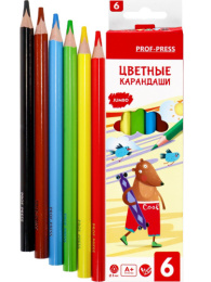 Карандаши цветные  6 цветов Джамбо Лесные друзья, трехгранные КЦ-4736