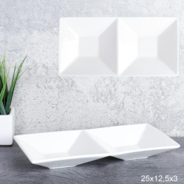 Менажница фарфоровая 2 секции прямоугольная 250х125х30мм, белый SWR-66/747741