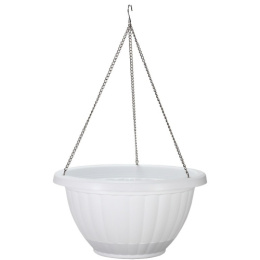 Кашпо подвесное пластиковое на цепочке Афина №3 с поддоном 5л d-29см h-15,5см белый Милих 07198