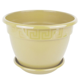 Горшок для цветов пластиковый Антик с поддоном  1,6л d-17см h-13см крем 5plast 5PL0005