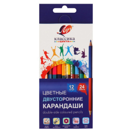 Карандаши цветные 24 цвета Луч Классика, 12шт. двухсторонние 33С 2190-08