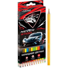 Карандаши цветные 24 цвета Devente Never Stop 2М, шестигранные 5024416