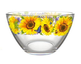 Салатник стеклянный средний 160мм/700мл Подсолнухи Декостек 425/1-Д