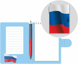 Блокнот А6  50 листов Lamark Триколор + автоматическая ручка, гребень 128/030340