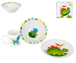 Набор детской посуды фарфоровой 3 предмета Динозаврик, в п/у Фокус 3-3212
