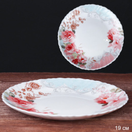 Тарелка стеклокерамическая мелкая 190мм Розы на голубом LHP-75 (6801)/653686