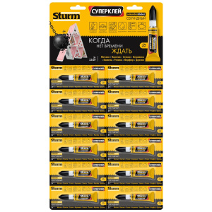 Суперклей "STURM", 3г, на мультикарте, 12 шт 07-17-17