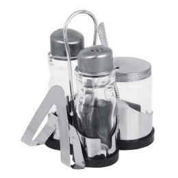 Набор для специй стекло + нержавеющая сталь 3 предмета на подставке с салфетницей, Комфорт, в инд/у Vetta 828-007