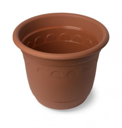 Горшок для цветов пластиковый Колывань с поддоном  0,9л d-14см h-11см терракотовый Martika С92Т
