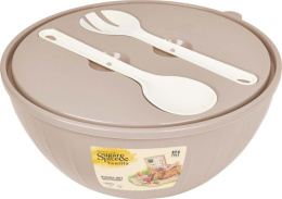 Салатник пластиковый Vanilla 5,0л с крышкой и приборами латте Sugar&Spice SE181713005