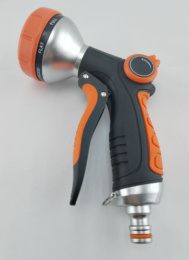 Пистолет-распылитель  8-режимный, быстросъемный, NEW, металлический, с фиксатором, оранжевый 208-5