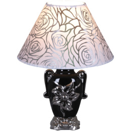 Лампа настольная с текстил. абажуром 40Вт цоколь - Е14 d-25см h-33см основание - керамика, белый/черный Reluce 12023-0.7-01WB