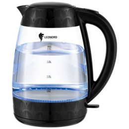 Чайник электрический 2,0л 1850-2200Вт, LE-1519, стеклянный, диск, черный Leonord 107956