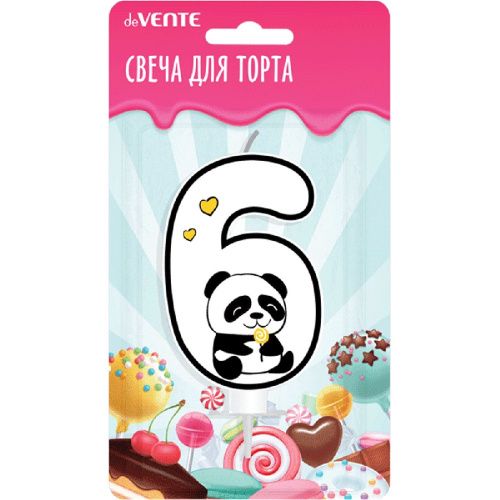 Свеча-цифра 6 Панда deVente 9060117