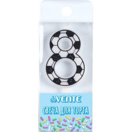 Свеча-цифра 8 Футболист с черно-белым рисунком deVente 9060926