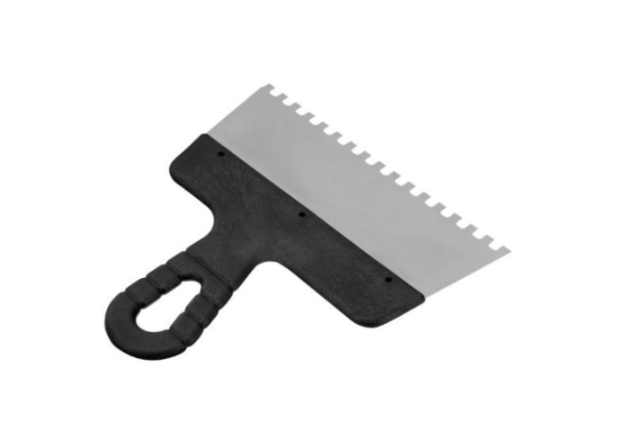 Шпатель нержавеющий 200мм пластиковая ручка, зуб 6х6мм Сибртех 85464