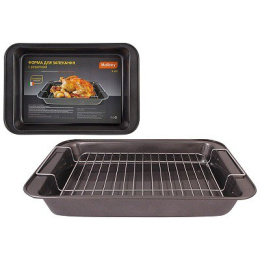 Противень из углеродистой стали с антиприг. покрытием с решеткой 37,5х25,5х5см Mallony R-055/191307