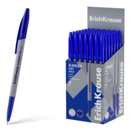 Ручка шариковая ErichKrause Slender Stick Grey Super Glide Technology, синий, 0,7мм 63083