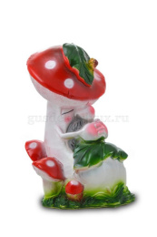 Фигурка садовая гипсовая Мухомор спящий 17х25см ГусьДекорЛюкс 3С22