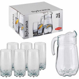 Набор стеклянный  7 предметов (кувшин + 6 стаканов) Sylvana, в п/у Pasabahce Бор 97875