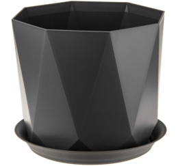 Кашпо пластиковое Призма с поддоном 2,6л d-17,5см h-15см графитовый Idea М3138