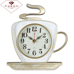 Часы настенные чашка 25 х 24см Классика, белый с золотом Рубин 2523-004