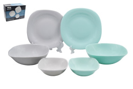 Набор столовый стеклокерамический 18 предметов квадратный Square soft color зеленый/серый, в п/у Lavenir 18PC LFP GREEN/GREY/107105