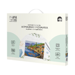 Алмазная мозаика на подрамнике 40х50см Город у моря Три совы АМП4050_52988