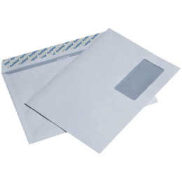 Конверт 162х229 белый, отр. пол, прозрачное окно 098805,14449