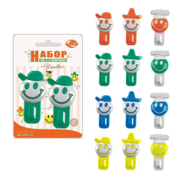 Крючки пластиковые набор  2шт. на самоклеящейся основе Улыбка 8,5см, в ассортименте Мультидом МТ27-13