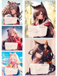 Тетрадь  12 листов клетка Девушки с ушками Т12-3921