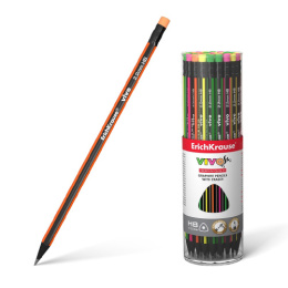 Карандаш чернографитный с ластиком ErichKrause Vivo, трехгранный 45623