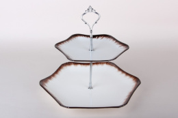 Блюдо 2 яруса фарфоровое 195мм/280мм, в п/у Коралл 7116