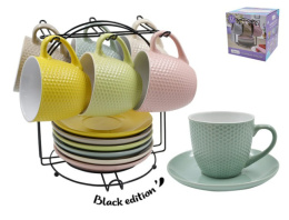 Набор чайный керамический 12 предметов на металлической подставке 250мл Соты, в п/у Lavenir 19087