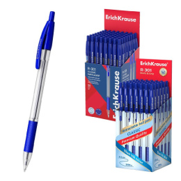 Ручка шариковая автоматическая ErichKrause R-301 Matic & Grip, синяя, 1мм 46758