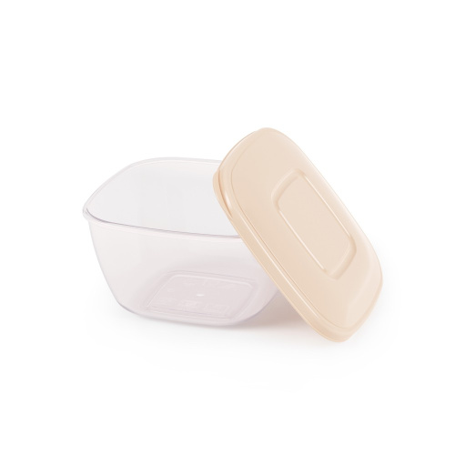 Контейнер для СВЧ пластиковый 0,80л квадратный, бежевый Альтернатива М8788