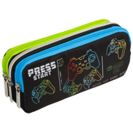 Пенал Devente прямоугольный Press Start, 3 отделения, на молнии 7020326