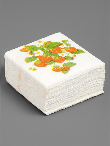 Салфетки бумажные  50шт. 24х24см однослойные Земляника Страна Карнавалия 10894276