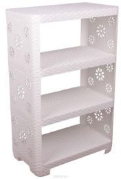 Этажерка четырехсекционная пластиковая Плетенка №2 52х30х82,5см белый Альтернатива М2551