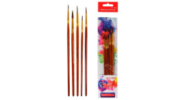 Кисти набор  5шт. белка №1, 3, 5, 7, 9 деревянная ручка НК-2812