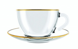 Чайная пара стеклянная 200мл золотая кайма, в п/у Декостек 337-З4