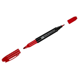 Маркер перманентный красный Officespace двусторонний, круглый 2мм/4мм PMDS_66085