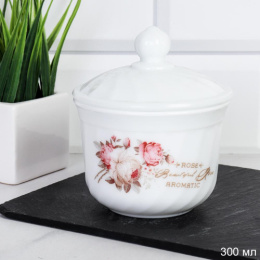 Сахарница стеклокерамическая 300мл Чайная роза SQFTZ40 (6916)/667147