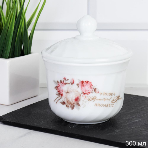 Сахарница стеклокерамическая 300мл Чайная роза SQFTZ40 (6916)/667147