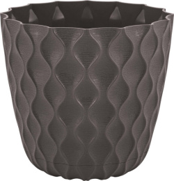 Горшок для цветов пластиковый Wave с поддоном  1,4л d-14,5см h-13,2см горький шоколад InGreen IG650110011