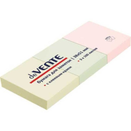 Блок самоклеящийся 38х51 3 цвета пастель ассорти 100 листов Devente, цена за штуку 2010716 ЦЕНА ЗА ШТУКУ